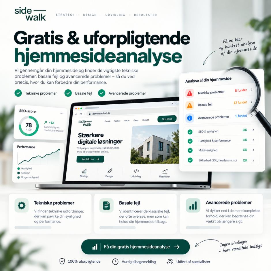 Gratis og uforpligtende hjemmesideanalyse