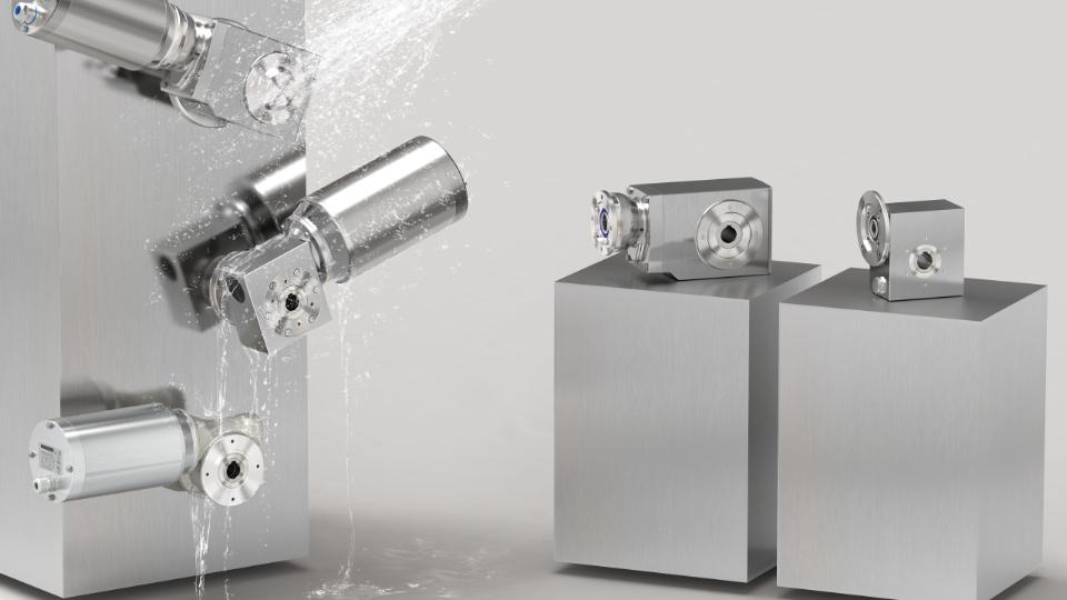 Rustfrie gearmotorer i hygiejnisk design.