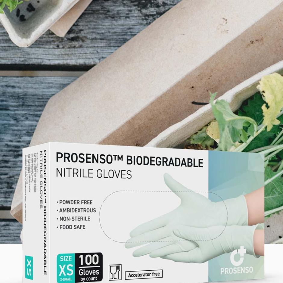 Bionedbrydelig nitril handsker
